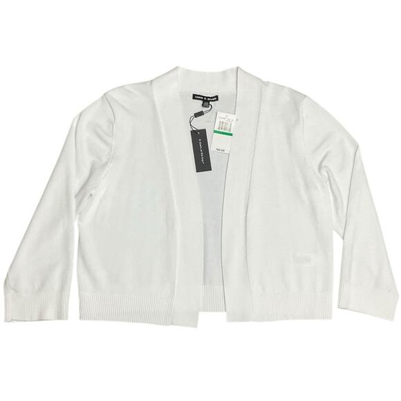 Cable & Gauge Cardigan Sweater Open Front White Size Large NWT - Picture 1 of 10